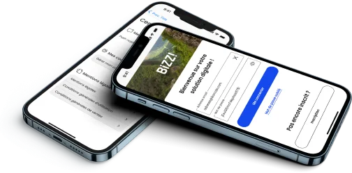 Téléphone étant sur la page connexion de la solution digitale BiZZ