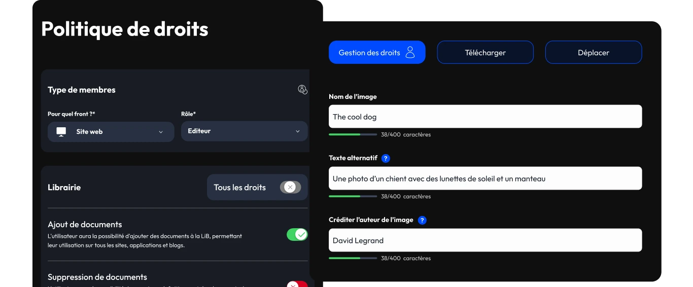Gestion des droits depuis le panel Stargate